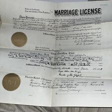 Antique 1928 San Francisco Marriage License - Navy Passed Assistant Surgeon picture