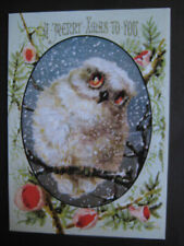 UNUSED 2015 greeting card Victorian Greetings CHRISTMAS White Owl In the Snow picture