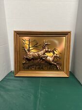 John Louw 3D Copper Relief Wall Art - Jumping Stag & Doe / Deer -  Rustic/Cabin picture