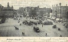 c1906 Postcard; Town Square, Lima OH, Trolleys Pavilion Horses Pedestrians picture