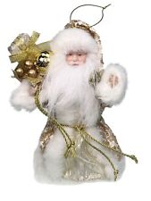 7” Santa Claus Christmas Ornament Cone Base Small Tree Topper Figurine Gold Colo picture