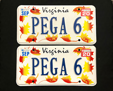 2020 Virginia License Plate Pair PEGA 6 ........ AUTUMN LEAF / FALL LEAVES picture