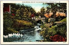 1939 Stone Bridge Head Of The Delaware River Stanford New York Posted Postcard picture