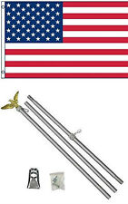 3x5 USA American 50 Star Flag w/ 6' Ft Aluminum Flagpole Flag Pole kit Eagle picture