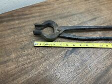Vintage Set Of CHAMPION 3/4  Blacksmith Forged Round Stock Tongs ~ 20 1/2” Long. picture