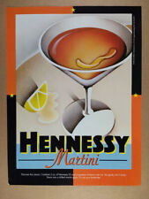 1995 Hennessy VS Cognac Martini glass illustration art vintage print Ad picture