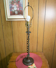 Vtg Antique Barley Twist Brass Candlestick Lamp Open Twist Rewired picture