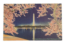 Washington Monument At Night ~ Washington DC ~ Vintage Postcard picture