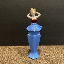 Rare Deco Antique Porcelain Blue Ballerina Perfume Bottle Bottom Marked Bavaria picture