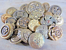 VTG Lot of 20 buttons - all gold tone metal fancy etched flowers shank style picture