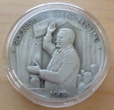 President Theodore Roosevelt's Trust-Busting Vintage Fine Pewter Medal w Capsule picture