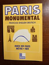 Paris Monumental French English German Index des Rues Metro Vintage Map France picture