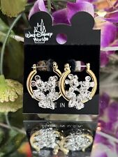 Mickey & Minnie Mouse Sitting In Hoop Earrings Disney 2-Tone 3D picture