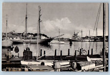 Svendborg Denmark Postcard Scene of Boats and Landing at Port c1930's Unposted picture