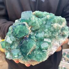 3.6lb Large NATURAL Green Cube FLUORITE Quartz Crystal Cluster Mineral Specimen picture