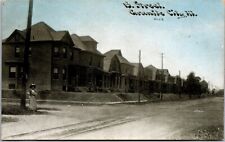 Granite City IL Illinois - B Street Homes & Woman c.1910 Vintage Postcard picture
