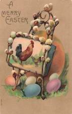 c1910 Chickens Willows Eggs Huge   Easter P475 picture