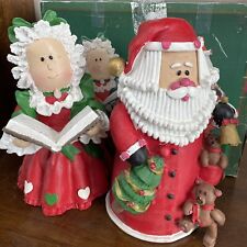 Vintage 1998 Kirkland 10” Table Top Mr & Mrs Santa Claus In Original Green Box picture