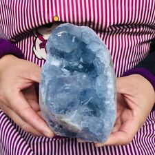 4.33LB Natural Blue Celestite Crystal Geode Cave Mineral Specimen Healing 2709 picture