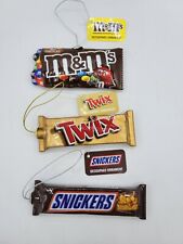 Lot of 3 Candy Bar Faux Food Christmas Decoupage Ornament 2023 Snickers Twix M&M picture