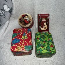 4-PACK Christmas metal Tins Assorted styles, Sizes and conditions Mini Tins picture