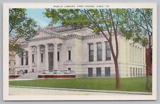 Fort Dodge Iowa~Carnegie Public Library~Two Story Stone Bldg~4 Columns~Linen picture