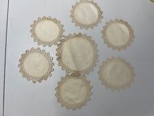 Vintage Set of 7 Embroidered Coasters Round cream color picture