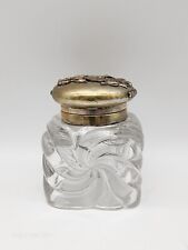NICE 1890-1900 ANTIQUE BACCARAT CRYSTAL INKWELL W/HINGED BUTTERFLY REPOUSSÉ LID picture