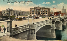 Des Moines Iowa Postcard Locust Street Bridge Old Cars State Fair Cancel 1922 SV picture