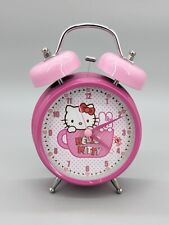 Sanrio 2010 Double Bell Hello Kitty Alarm Clock Pink Analog Desk Top Clock picture