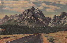 Postcard Grand Teton from Jackson Moran Highway WY picture