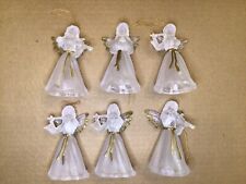 Vntg Silvestri Angel Christmas Ornaments 3.5” Lot Of 6 Acrylic Hang Over Lights picture