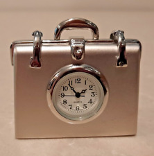 Collectible Fancy Mini Clock Quartz Analog Decorative Silver Handbag NOS READ picture