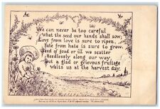 c1905 Girl Picking Flowers Field Poem Unposted Antique Postcard picture