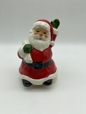 Vintage Musical Ceramic Santa Waving Hi Spins and Plays Jingle Bells Japan VIDEO picture
