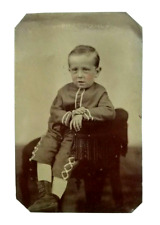 Tintype Photograph Adorable Boy Color Tinted Cheeks picture
