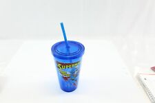 Vintage 2013 Superman Logo Blue Plastic Drink Cup 20oz Insulated Collectible picture