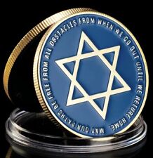Israel Jewish Protection Blessing Star of David Coin w/Capsule, Pouch Chai EDC picture
