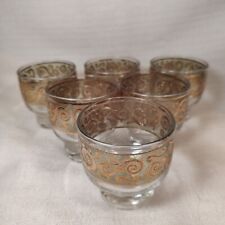 Culver MCM BAROQUE Green & Gold 6 Old Fashioned Glasses Signed Stunning Set EUC picture