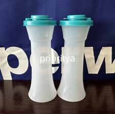 Tupperware Large Hourglass Salt and Pepper Shakers Set Caribbean Sea Green New picture