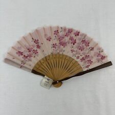 Vintage Hand Painted Rose Flower Sakura Japan Paper Bamboo Hand Fan Utsuhi picture