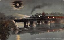 Erie R. R. Bridge by Night Warren Ohio 1913 Postcard picture