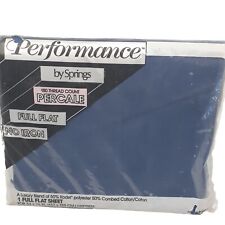 Vintage Performance Springs Full Flat Sheet Percale No Iron Dark Blue 50 50 NIP picture