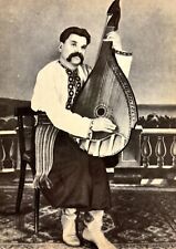 1991 Greeting Photo Vintage Postcard Ukrainian Musician Kobzar Bandura Player picture