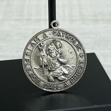 Vintage St Christopher Creed Sterling Silver Catholic Religious Pendant picture