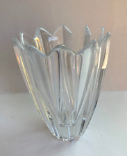 Elegant Orrefors Crystal Vase  5.75” tall, Zig-Zag Top, Signed, Made in Sweden picture
