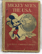 Disney 1944 1st Edition Hardcover Mickey Sees the USA by Caroline Emerson VTG picture