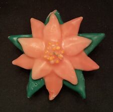 Vintage 50s/60s HANDCRAFTED PINK POINSETTIA CANDLE-CANDELIER CO.-Gatlinburg, TN picture