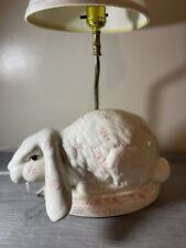 Vintage Large Ceramic Pink And White Rabbit table Lamp With Shade picture