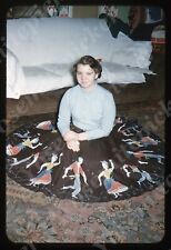 sl80 Original slide 1950’s Red Kodachrome Young lady fancy skirt dancing 334a picture